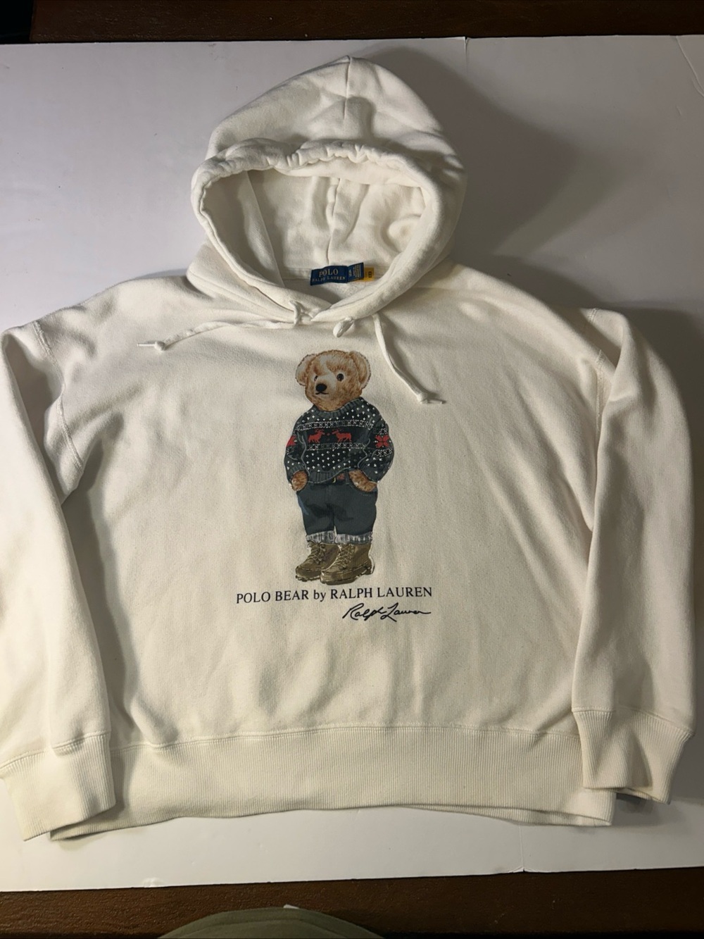 Polo Ralph Lauren Women’s Polo Bear Fleece Hoodie Fair Isle Sweater Bear Cream